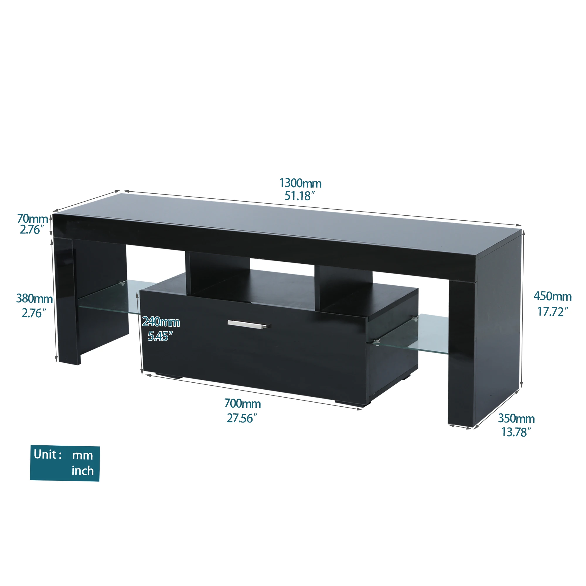 20 Minutes Quick Assemble Black/White Morden TV Stand W/LED Lights High Glossy Front TV Cabinet[US-W]