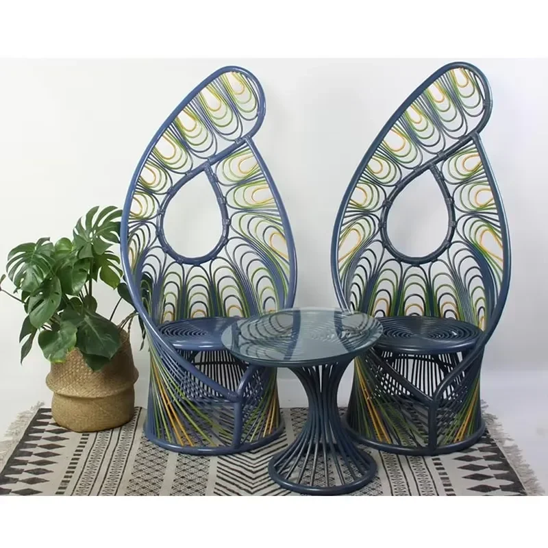 Premium hand-woven wicker chair Modern courtyard back chair wholesale Balcony leisure furniture Luxury rattan sofa chair