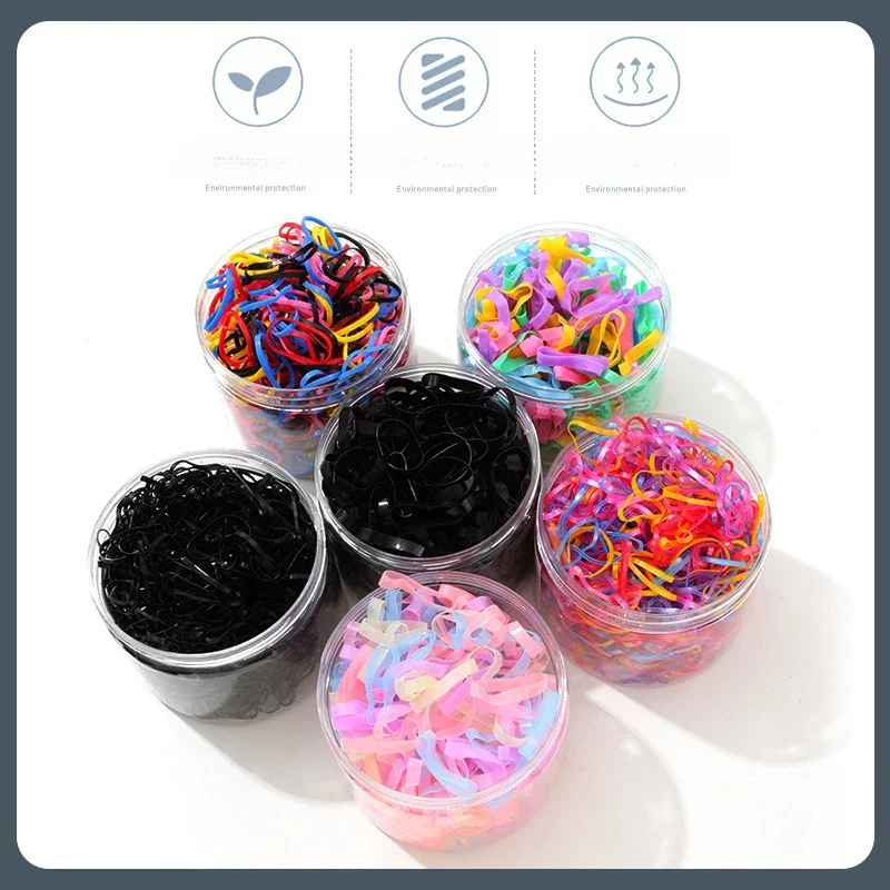 500-1000pcs/set Girls Black Small Disposable Rubber Bands Gum for Ponytail Hold Scrunchie Hair Bands Fashion Hair Accessories