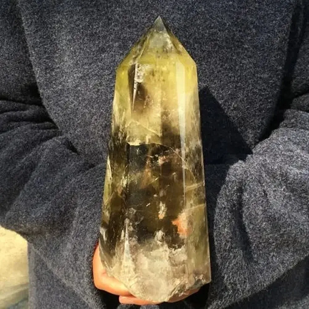 Large Natural Citrine Quartz Obelisk Crystal Wand Point Reiki Healing 1000-1100g