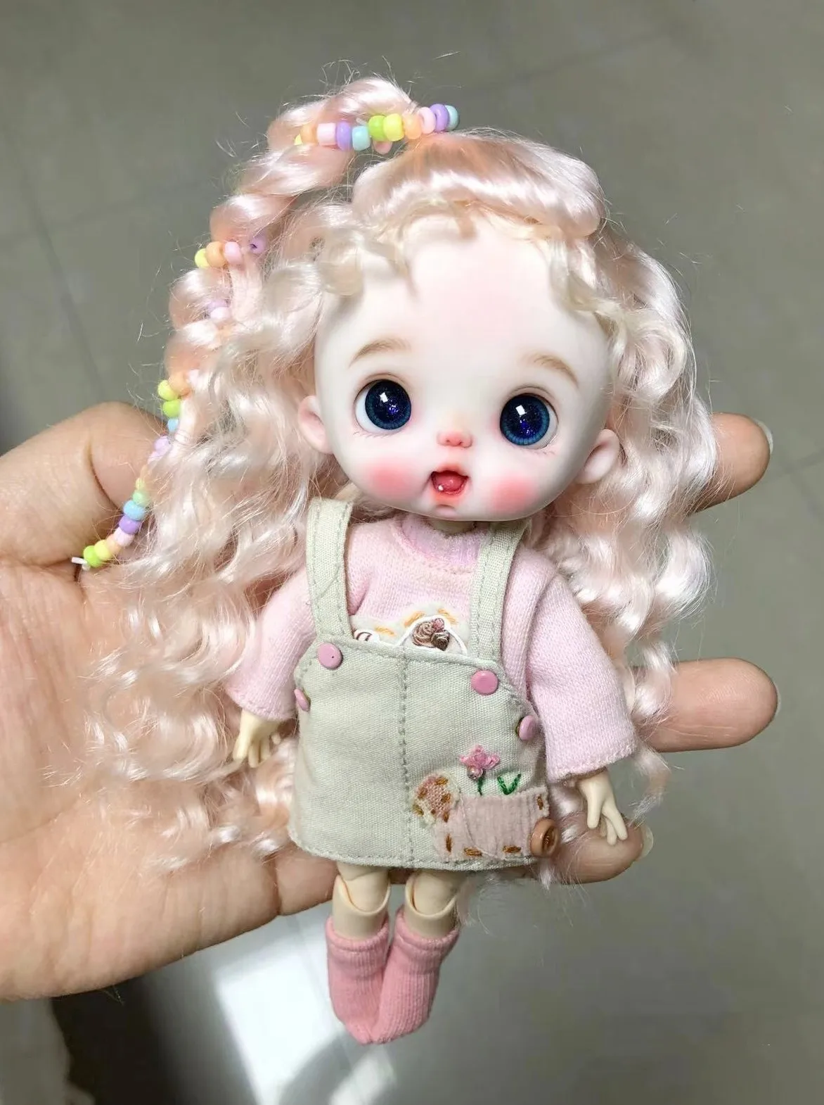 Peluca de cabeza dura de pelo de muñeca Rosa OB11, peluca de muñeca personalizada de 5-6 ", 1/8 BJD, mohair, envío gratis