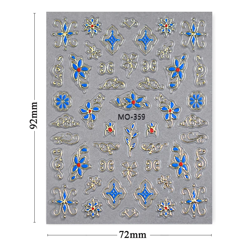 Noble Retro Court Style 3D Nail Sticker Luxury Nail Art Decorations Self Adhesive Flower Butterfly Decals Manicure Nail Wraps