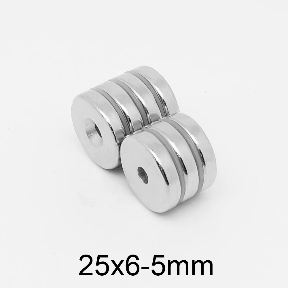 2/5/10/15/20PCS 25x6-5 Round Rare Earth Neodymium Magnet Strong 25*6 Hole 5mm  Countersunk Permanent Magnet Disc 25X6-5mm 25*6-5