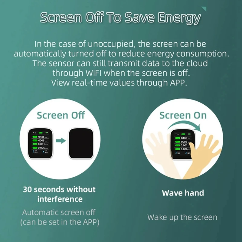 Tuya Wifi مقياس جودة الهواء، 8 في 1 مراقبة جودة الهواء الداخلي، مراقبة ثاني أكسيد الكربون المحمولة، جهاز قياس درجة الحرارة والرطوبة، سهل الاستخدام