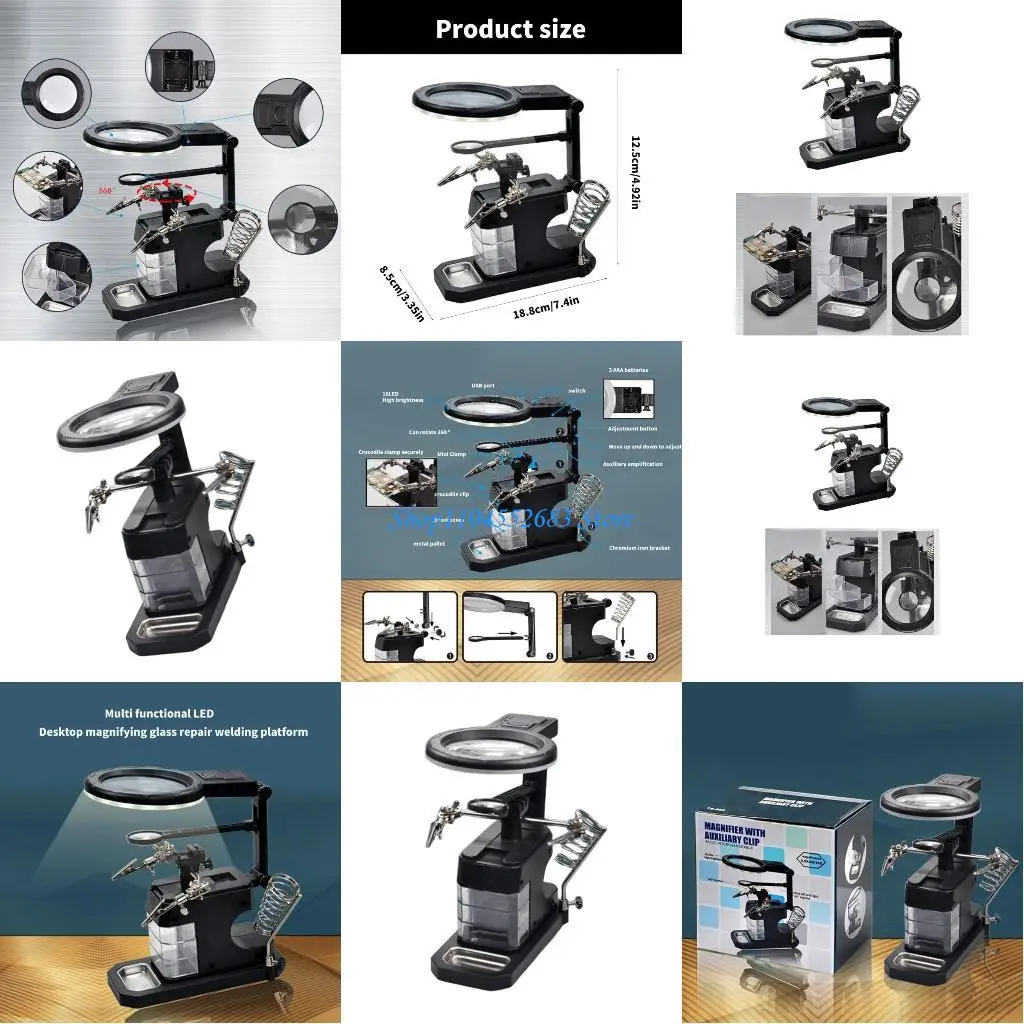 

Y6GD LED With Metal Clamp LED Glass Simple Use for Hands Frees Use In Precisions Repair Projects