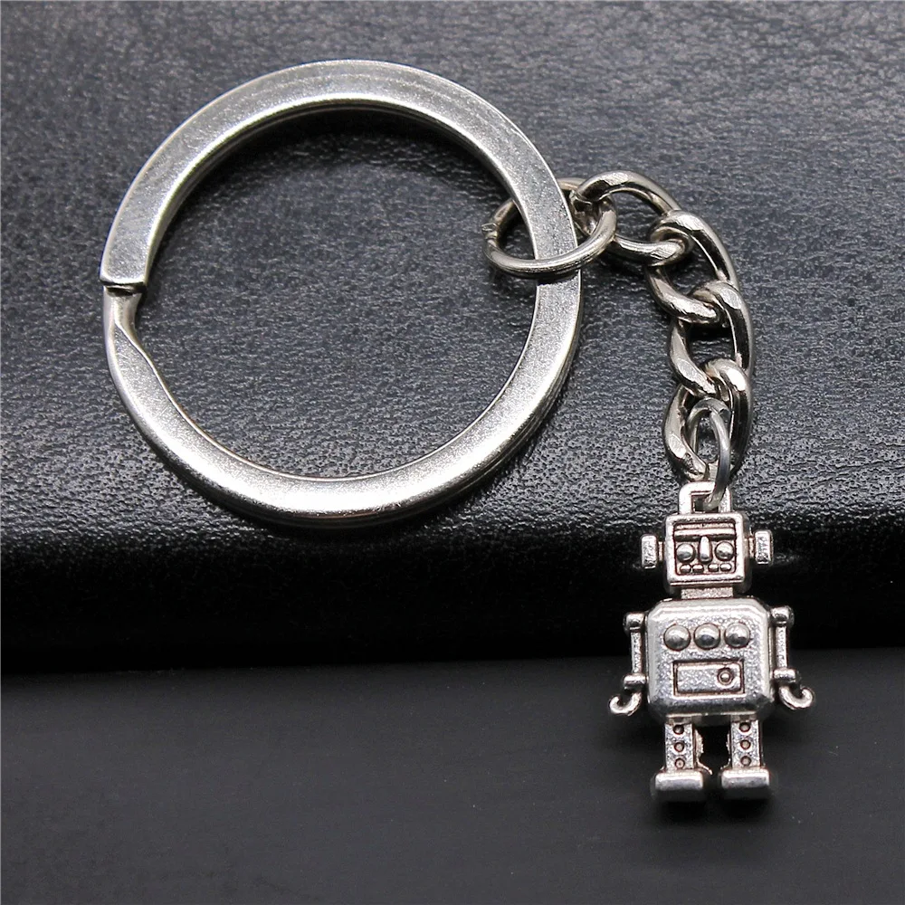 Souvenirs Gift Men Keychain 2 Colors 12x18mm Robot Pendant Keyring 