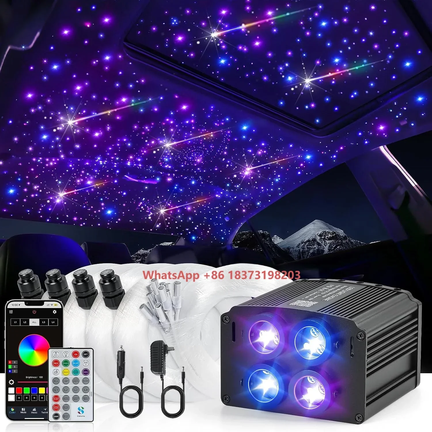 

RGBW Twinkle Effect Car Starlight Headliner App Music Control Meteor Shooting Fiber Optic Star Light Kit for Car Roof