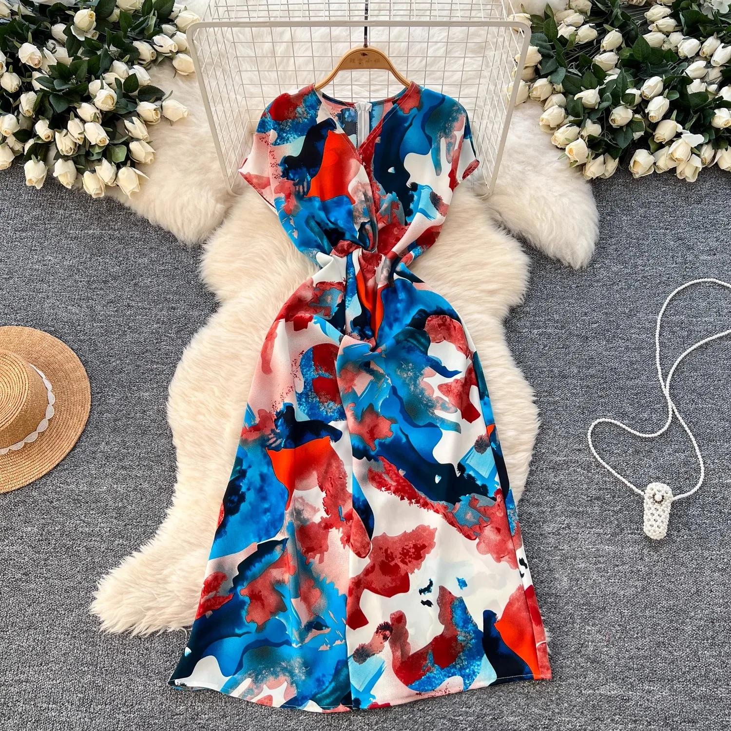 YuooMuoo Damenkleid 2026 Neuerscheinung Schickes Modisches Mehrfarbig Bedrucktes A-Linien Sommerkleid Streetwear Damen-Outfits Vestidos