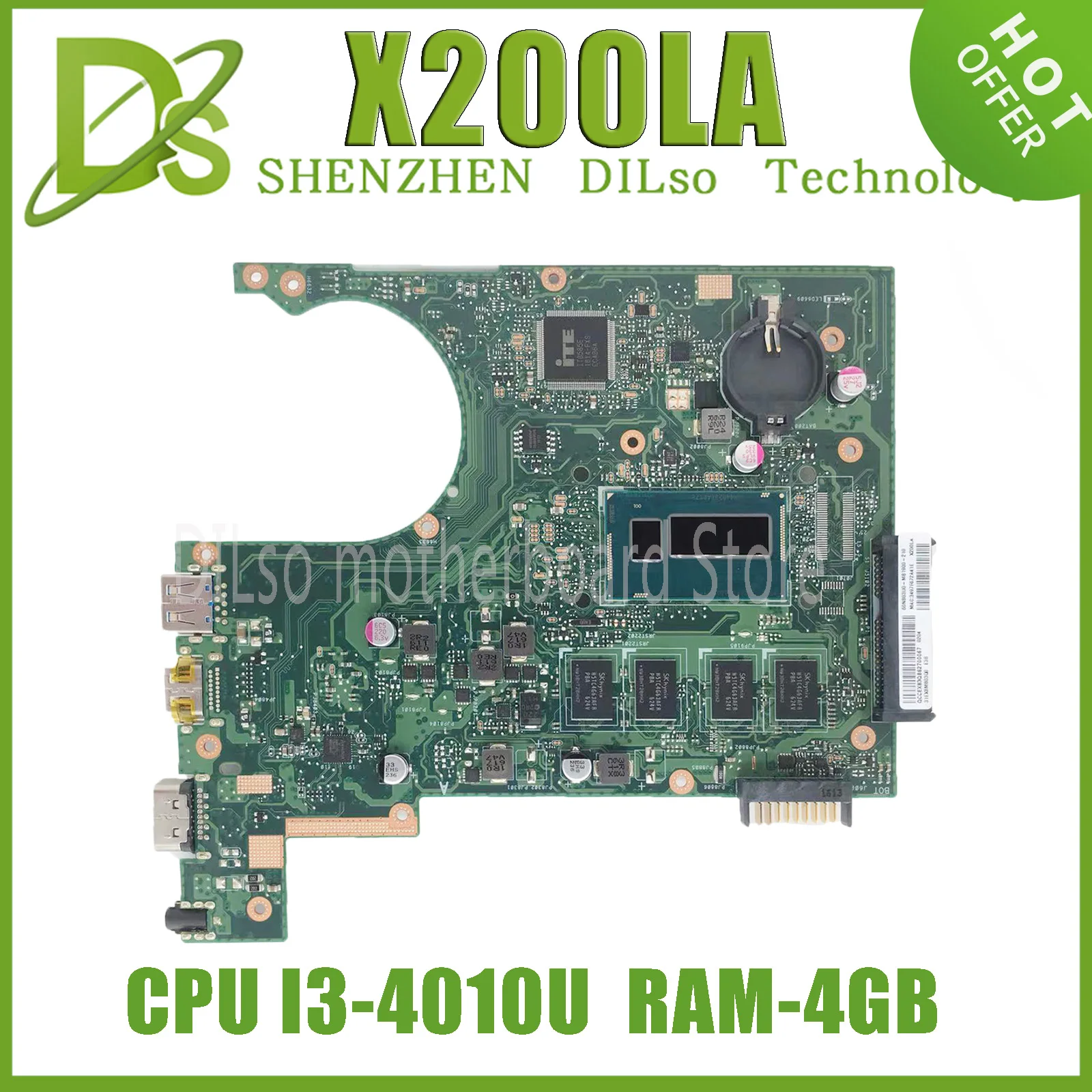 KEFU X200LA I3-4010U 4GB RAM Mainboard REV2.1 For Asus F200LA F200L X200L X200LA laptop Motherboard 100% Tested