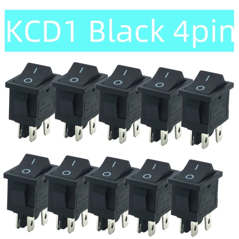 10PCS Ship Type Switch Black 15*21mm 4PIN ON-OFF Rocker Switch 6A/250V 10A/125V LCD TV Power Switch 4 Contact Points