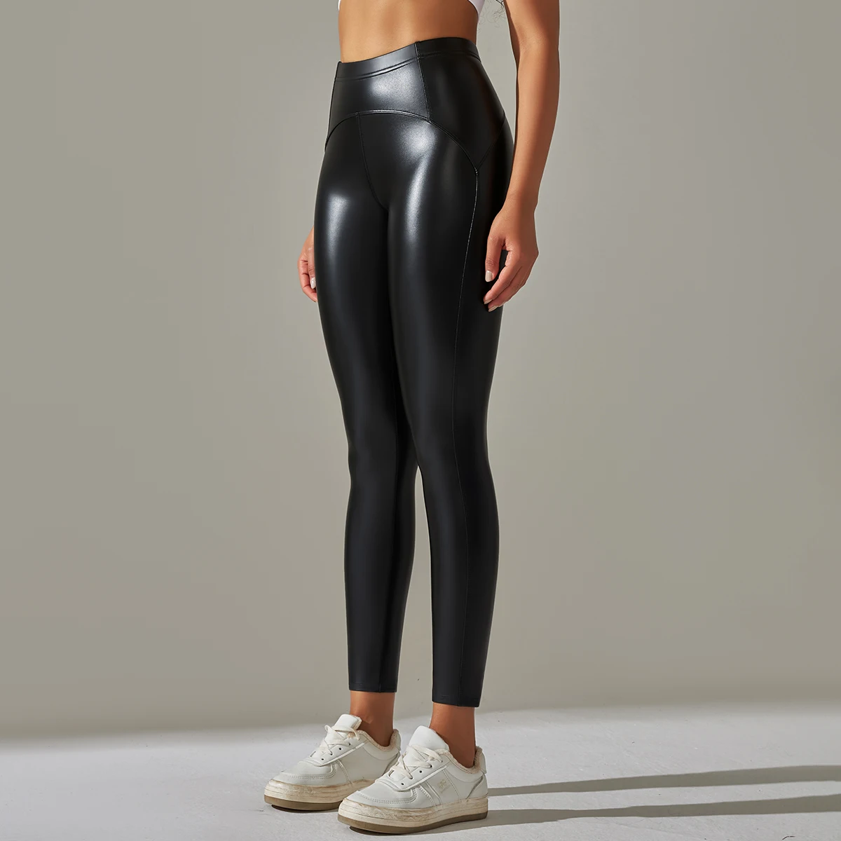 6-farbige Herbst-Winter-Lederhose, dünne Samt-PU-Leder-Leggings, hohe elastische Bund-Hose, sexy Schlankheits-Leggings – Detail 17