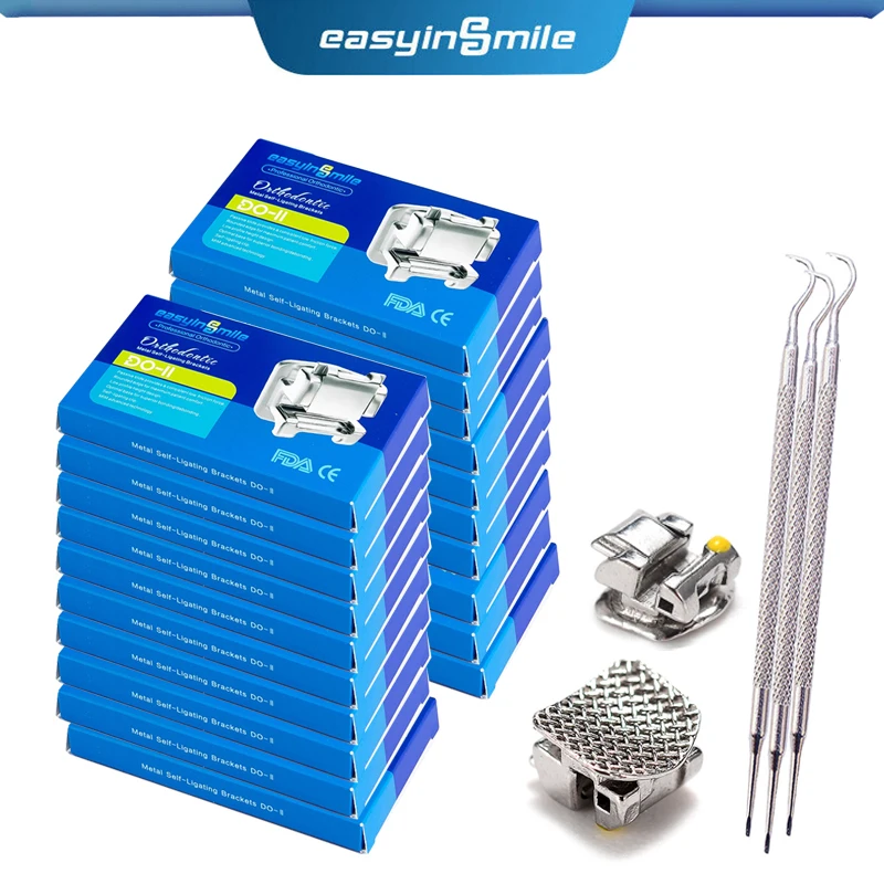 20packs Easyinsmile Dental Material for Metal Teeth Mini Self Ligating Orhto Bracket Braces Roth / MBT 345 022 High Quality