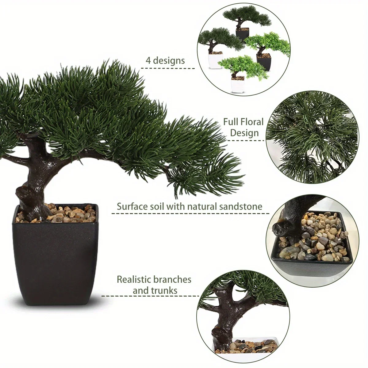 XIYA شجرة إبرة صنوبر صناعية ، زخارف شجرة بونساي صغيرة ، مادة PP & PE ، بونساي زن ، ديكور حديقة #6