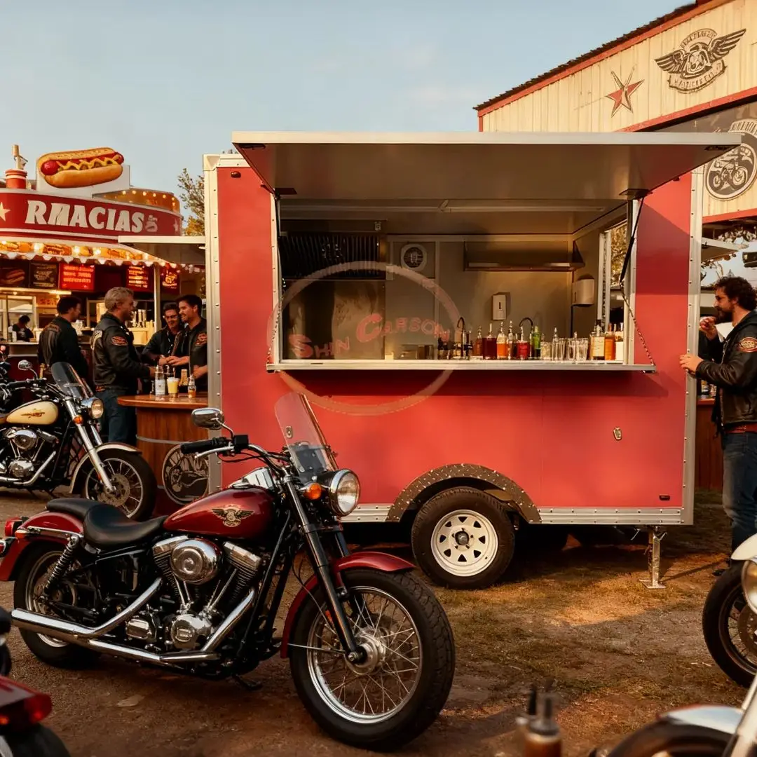 

Red Fiberglass Mobile Food Truck Concession Trailer with Sink And Storage Commercial Street Vending Cart