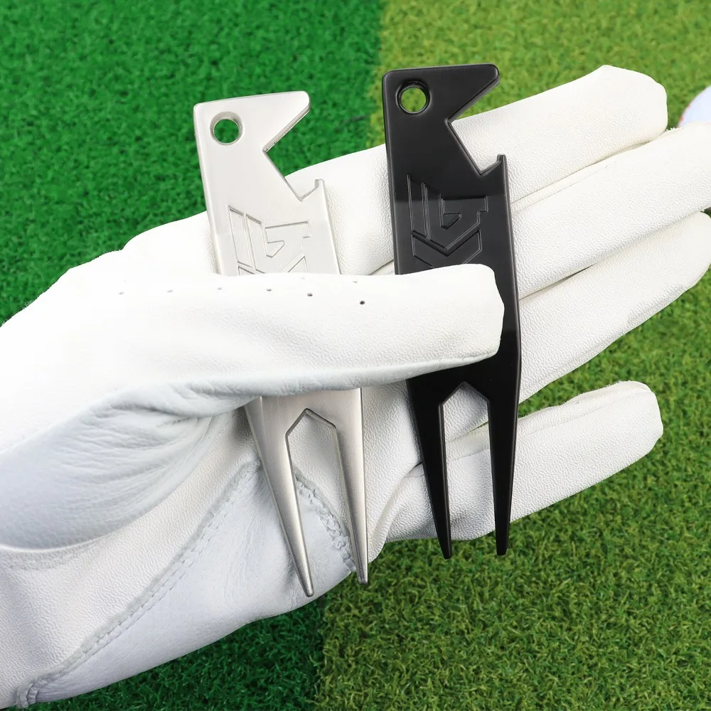 Golf-Reparaturgabel Schwarz-Grün mit Flaschenöffner, Funktionelles Zubehör aus Zinklegierung, Golf-Übungszubehör – Detail 1