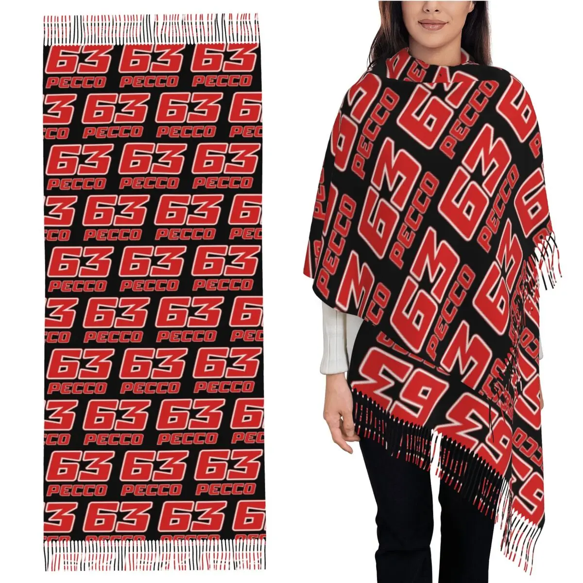 

Pecco Bagnaia 63 Scarf Tassel Scarves Women Soft Warm Shawls and Wraps Long Fall Winter Shawl Wrap