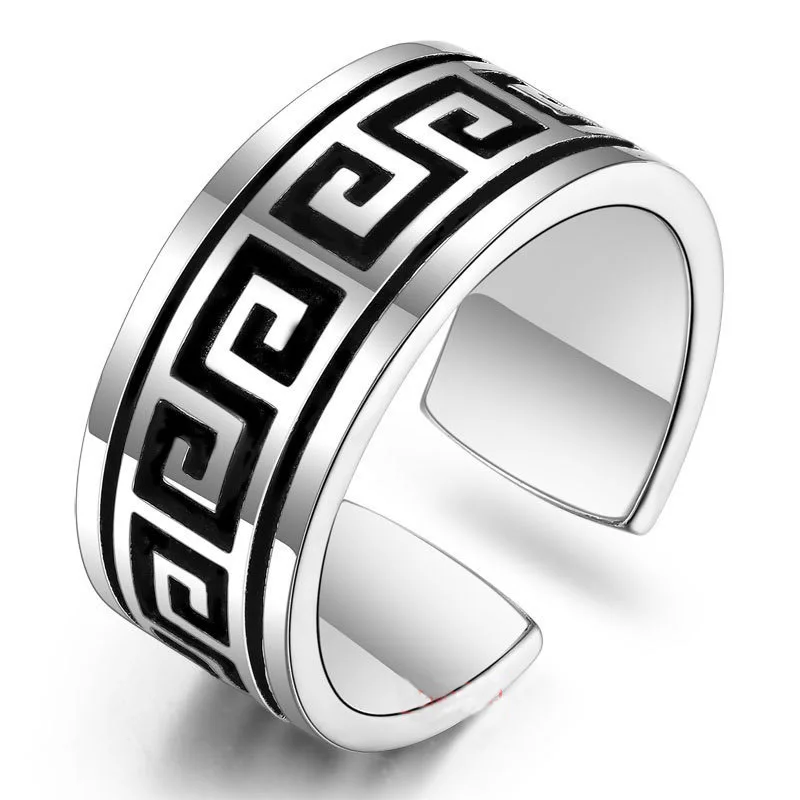 Anillo de la Gran Muralla para hombre, anillo abierto desgastado artesanal, anillo de diseño único para hombre