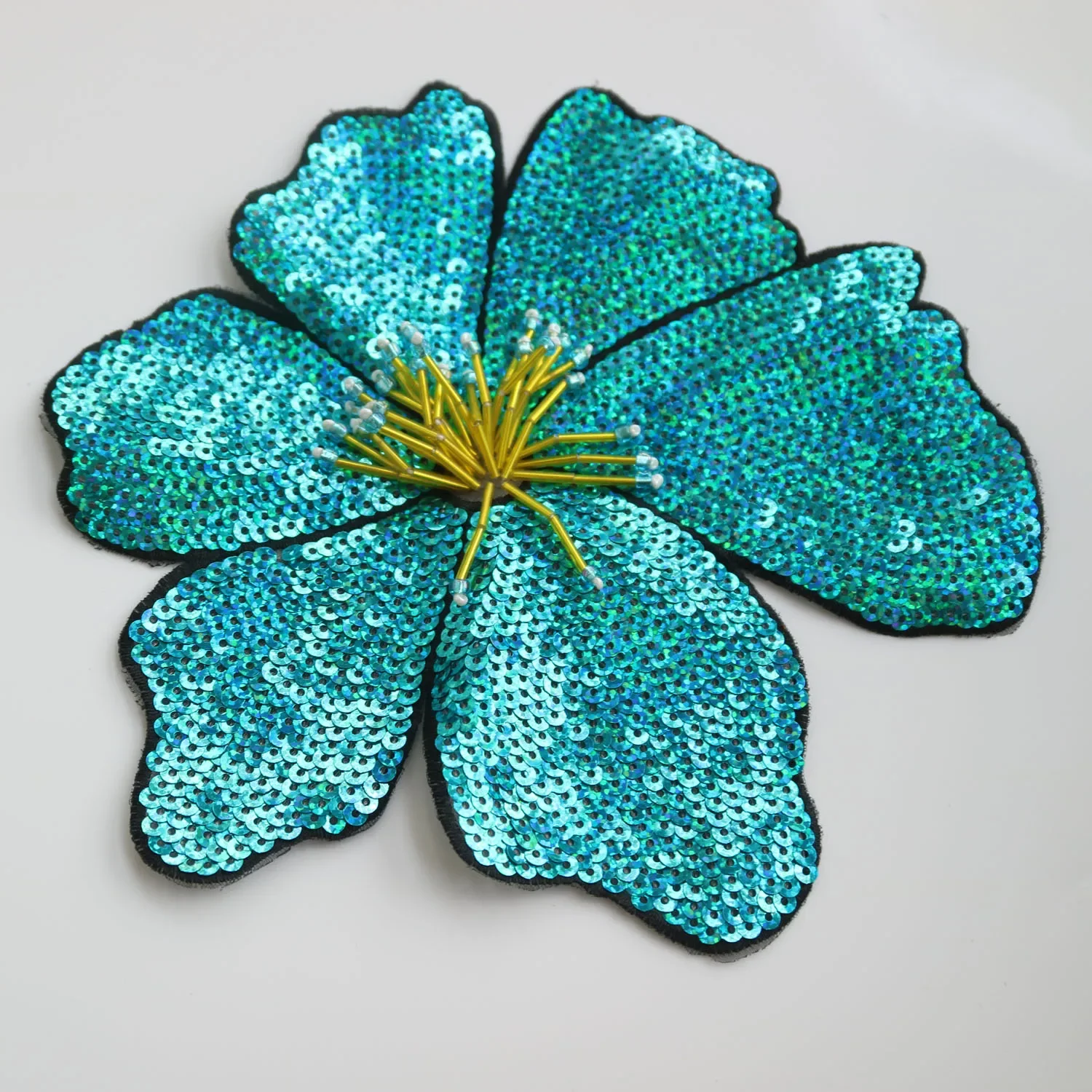 Patch di fiori di paillettes fatte a mano grandi fai-da-te per abbigliamento cucire su ricami appliques decorazione di vestiti