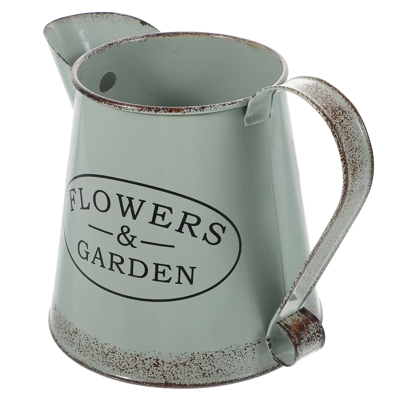 

Retro Iron Flower Pot Sky blue Wide Mouth Vase for Flower Arrangement Home Decor Vintage Planter Indoor Garden nament