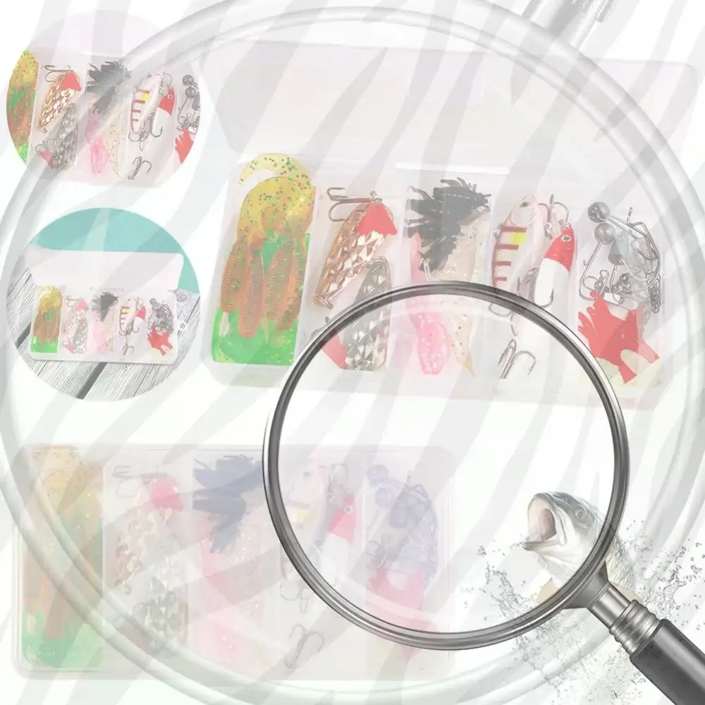 

Набор рыболовных приманок из 45 предметов: мягкие и твердые приманки с коробкой для снастей для ловли баса, щуки, крэнка и других видов рыб.