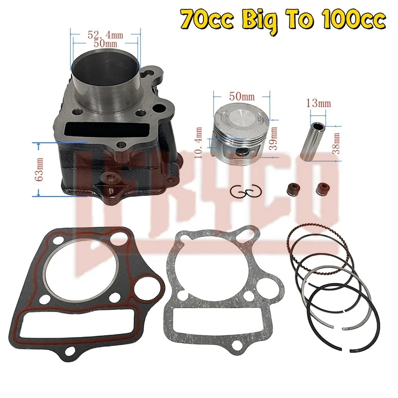 

Motorcycle 50mm Cylinder Kit Motor for HONDA ATC70 CT70 C70 TRX70 CRF70 CRF70F DAX70 ST70 XR70 70CC Upgrade To 100CC Motoblock