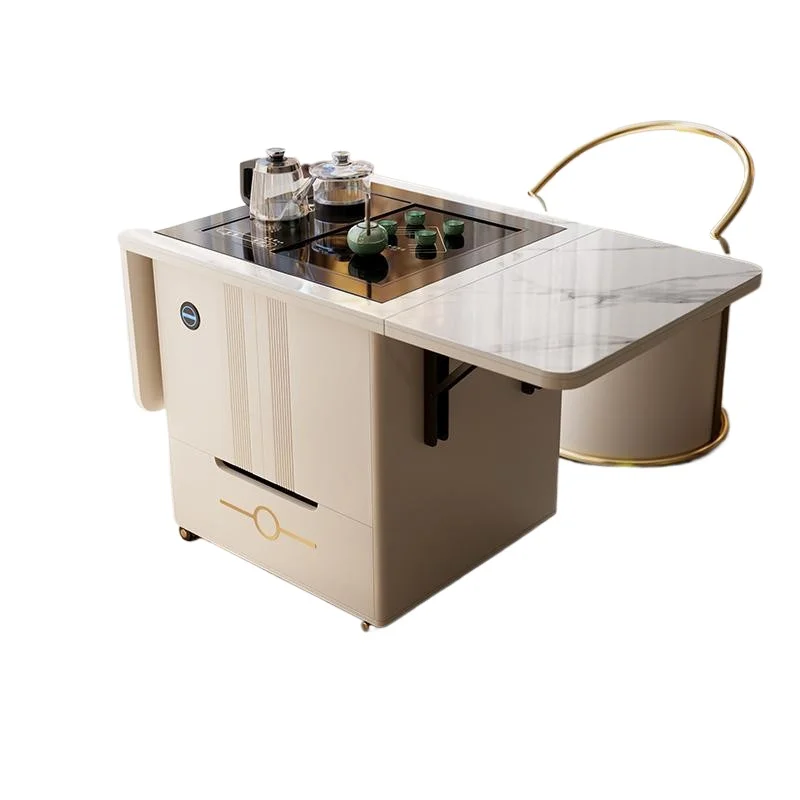 

Light luxury balcony automatic lifting tea table, movable tea table, folding of household small tea cart