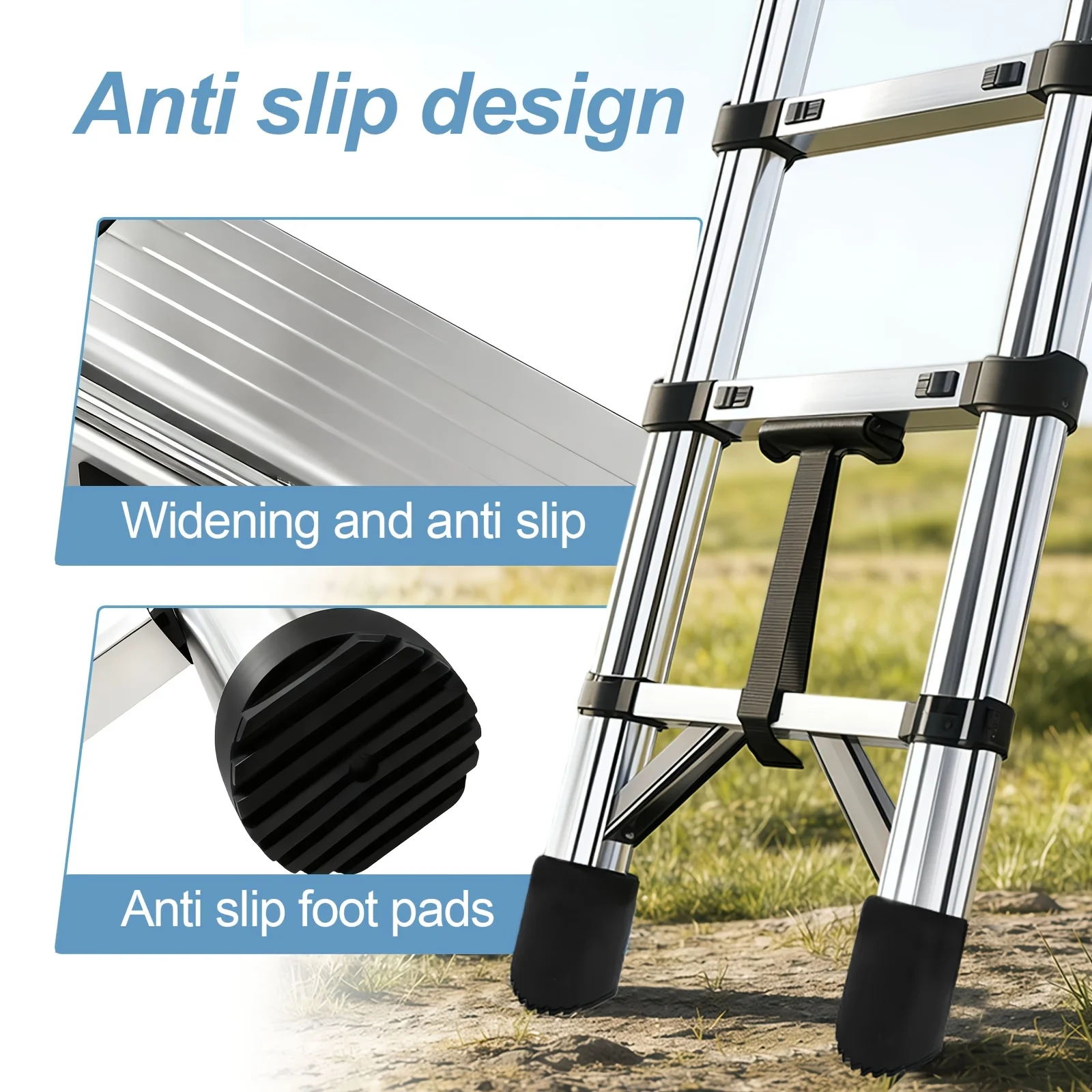 Multi-Size Telescoping Ladder Set, 78.74inch/102.36inch/125.98inch/149.61inch/173.23inch Aluminum Extension Ladder Combo,