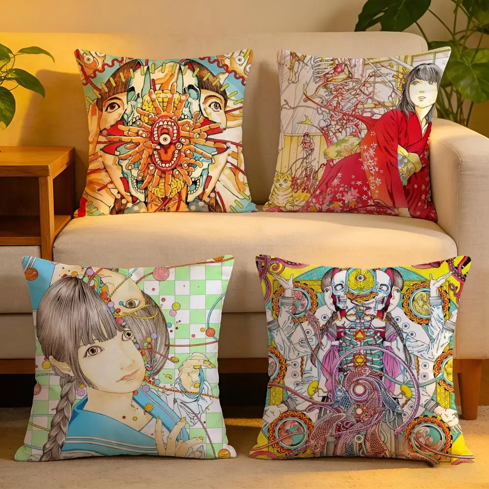

Cushion Cover Linen Skin-Friendly Soft Decorative Case For Sofa Home Decor Funny S-Shintaro Kago Art Pillow cover