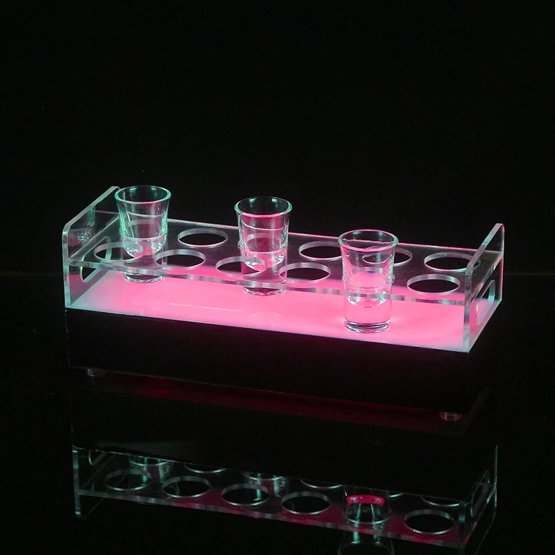 

Креативная стеклянная подставка со светодиодной подсветкой для бара, коктейлей и держателя для бокала, винная стойка, осветительный дисплей