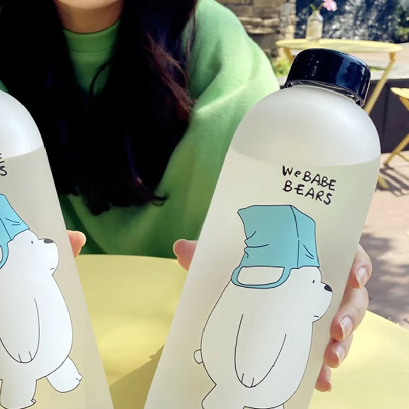 1000Ml Panda ถ้วยโปร่งใสการ์ตูนเครื่องดื่ม Drinkware Frosted Cup Leak-Proof