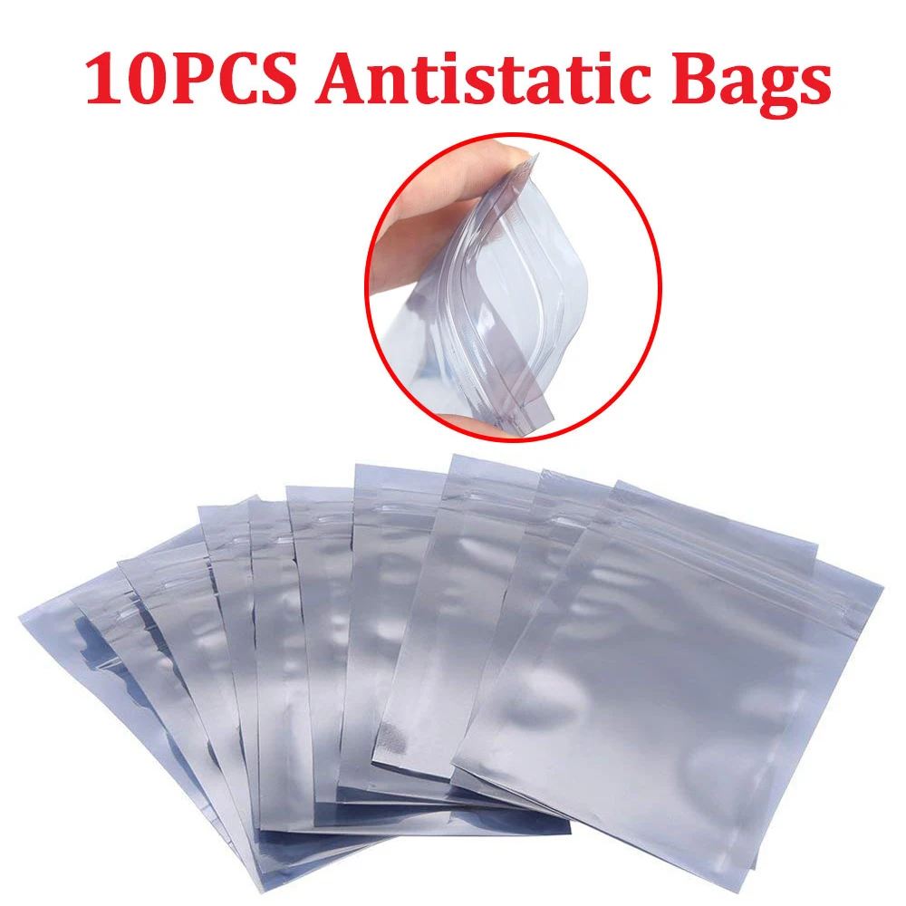 10pcs Storage Antistatic Bag Resealable Anti Static Zip Bags Pouch for Electronic Pouches Antistatic Package Bags