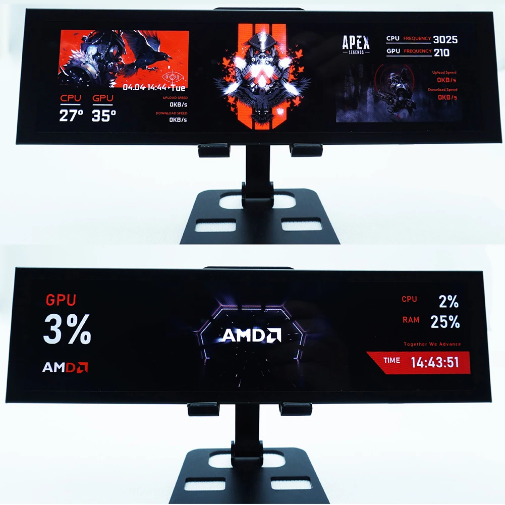 8.8インチ IPS Type-C セカンダリスクリーンケース CPU GPU RAM コンピュータモニター AIDA6 フリー PC 温度表示 1920*480 コンピュータケース用