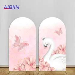 Angel Swan Arch Backdrop Cover Watercolor Pink Butterfly Floral Sweet Girl Birthday Party Decor Baby Shower Photozone Background