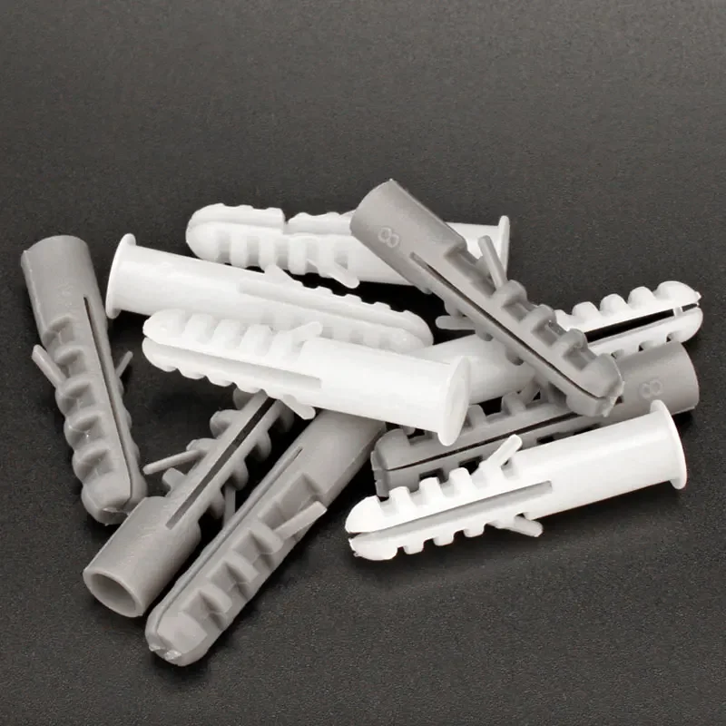 M4-M8plastic expansion pipe climbing wall tiger-shaped expansion wall plug bolt plastic glue  color white gray dowel