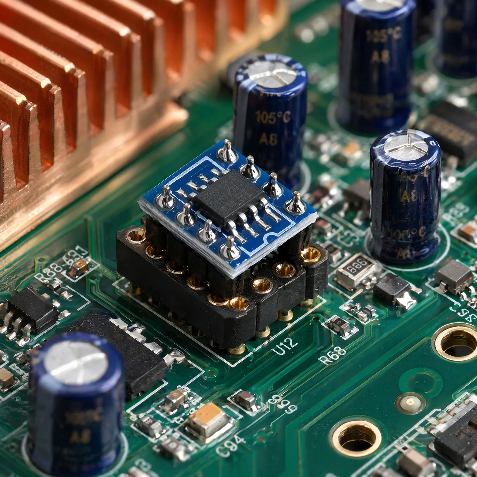 OPA627AU Single to Dual Op Amp DIP Adapter PCB Module Converter Board 15x10x10mm Matched Pair Audio Signal