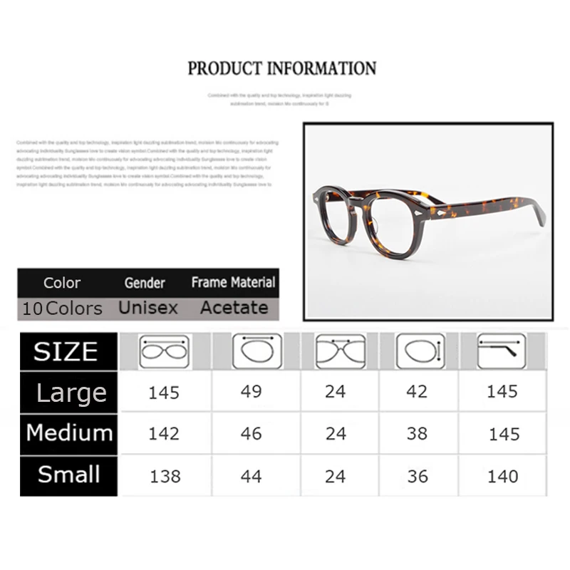 Men\'s Spectacle Frame Johnny Depp Style Glasses Clear Lens Brand Designer Male Acetate Frame Vintage Eyeglasses