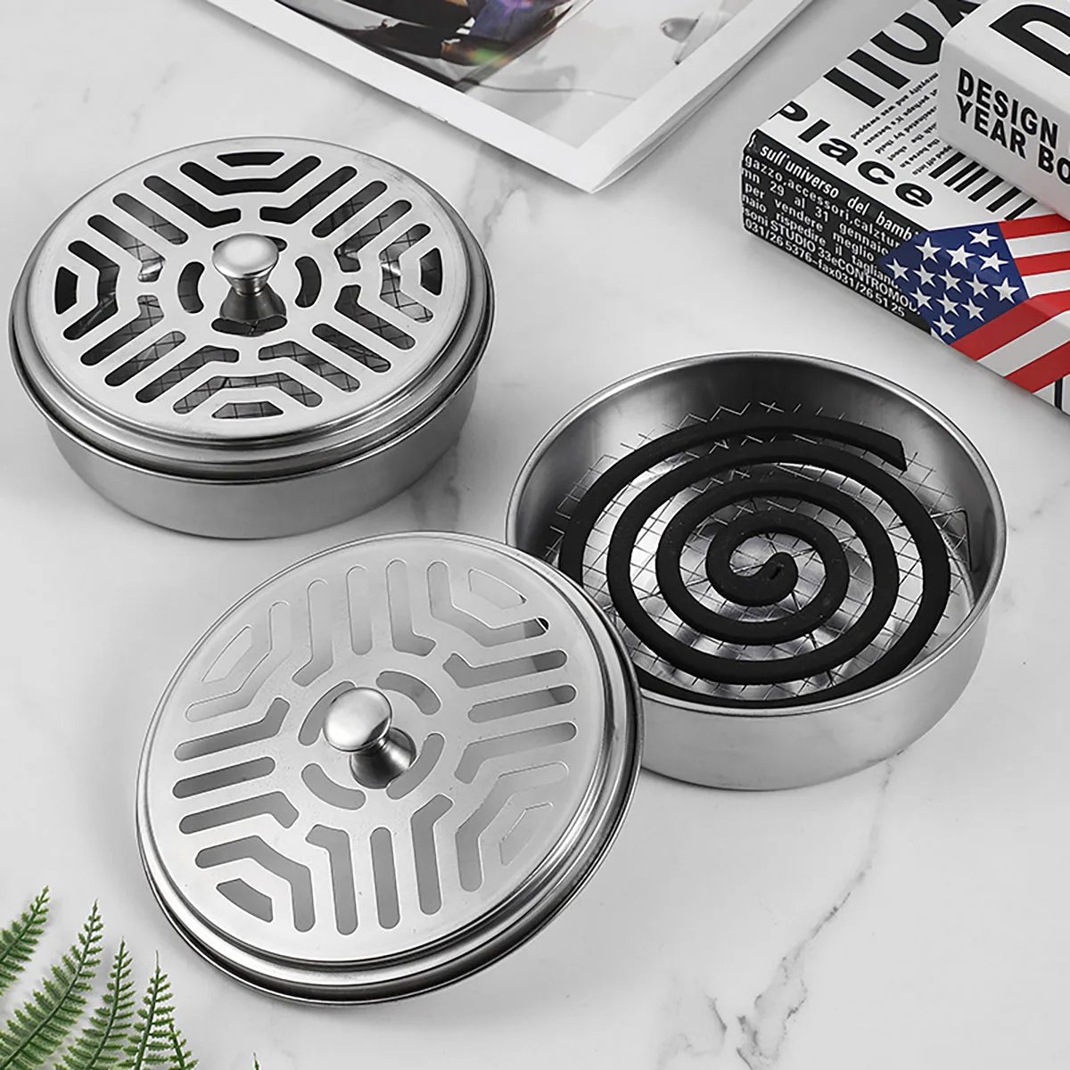 Mosquito Coils Holder Stainless Steel Mosquito Coil Box with