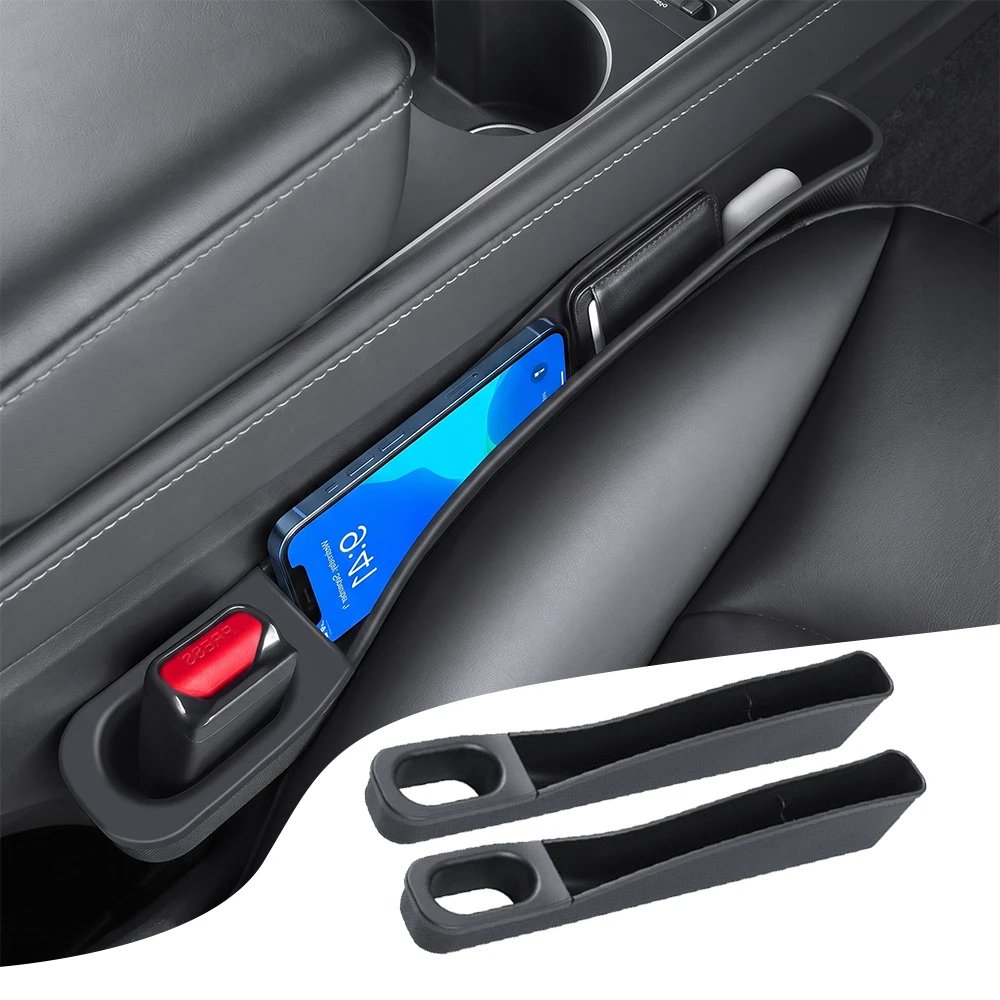 Car Seat Gap Filler Organizer TPE Side Seam Car Gap Filler Leakproof with Storage for Tesla Model 3 Highland Model Y Juniper