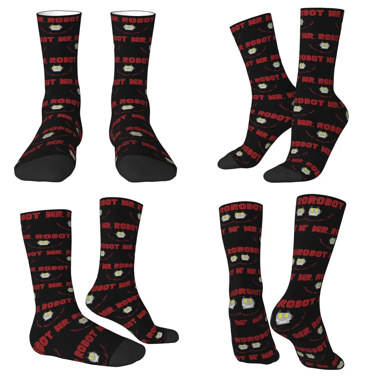 All Seasons Crew Stockings Mr Robot Logo F Society Hacker Socks Funny Long Socks for Men Women Valentine's Day Gifts