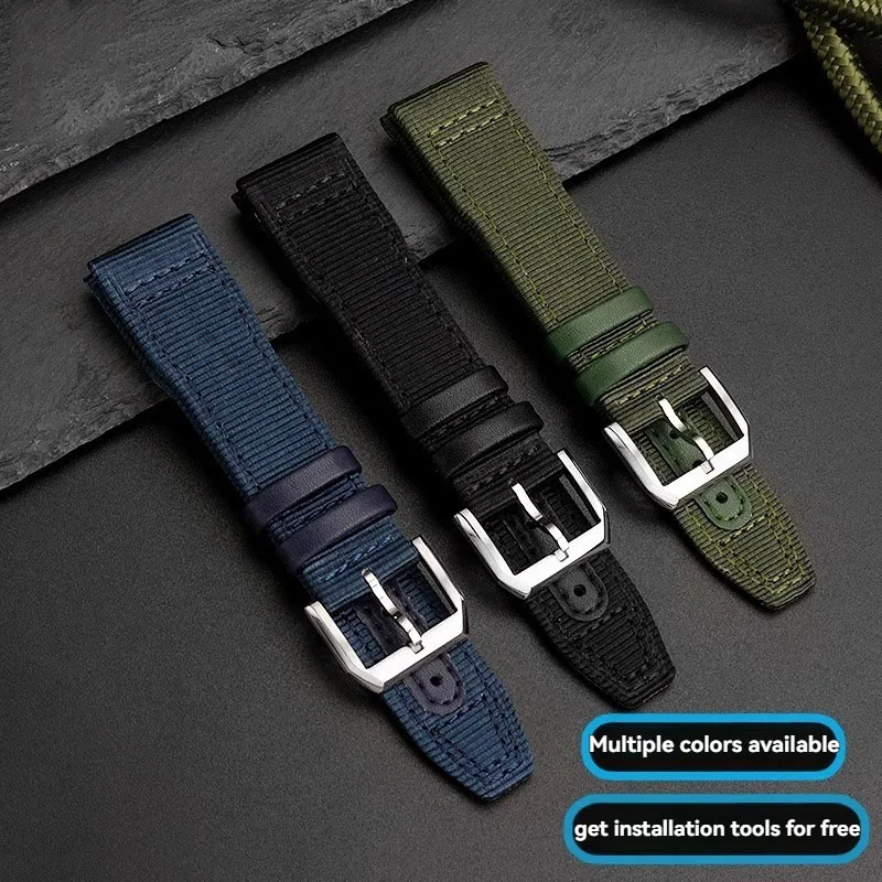20mm 21mm 22mm Nylon Canvas Watch Strap for IWC Pilot Mark 18 Spitfire Portugal Series Watchband Universal Waterproof Bracelet