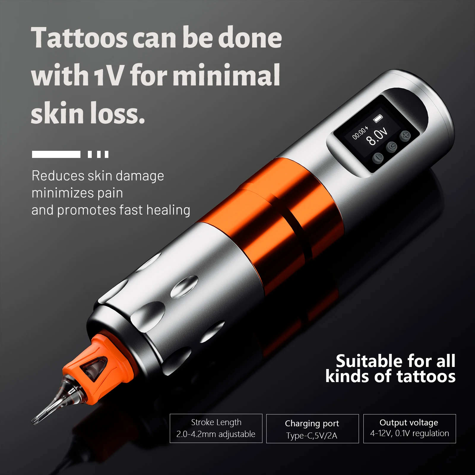 BIGWASP V82 ماكينة رسم الوشم التجميلي اللاسلكية القلم شاشة LED عرض 1800mAh بطارية تجميل دائم قلم Microplasty لفن الوشم #6