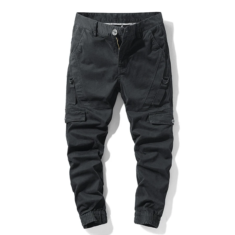 Versatile Loose Autumn Winter Workwear Pants Multi Pocket Casual Leg Binding Pants for Men