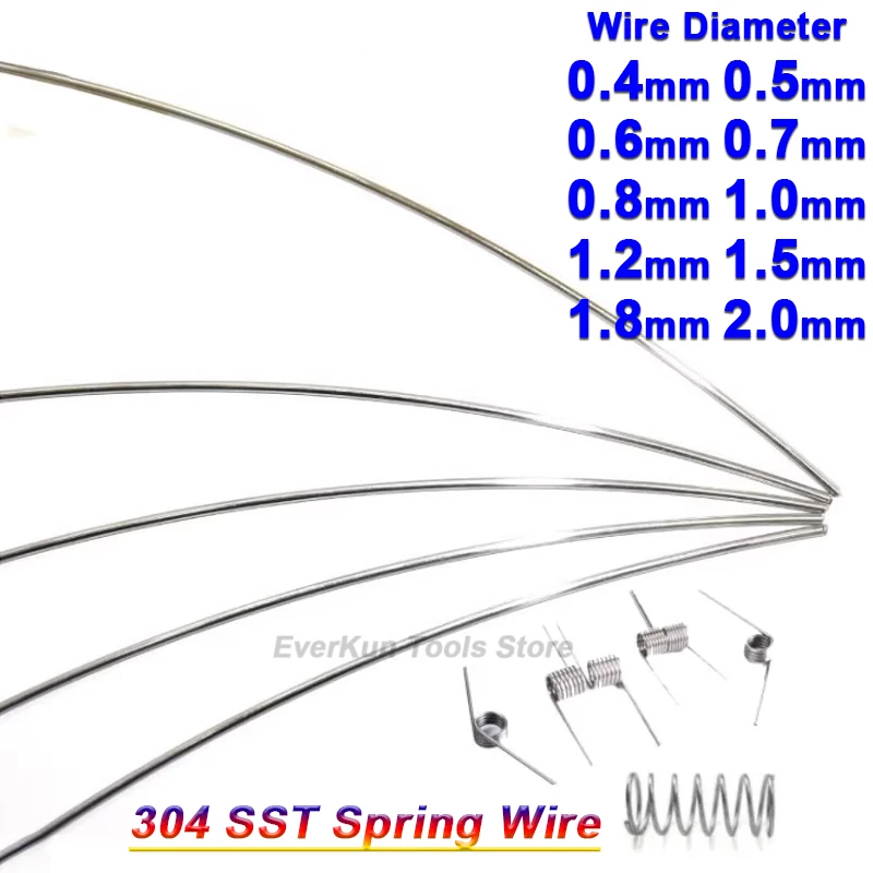 1/5/10M 304 Stainless Steel Spring Wire Wire Diameter 0.4 0.5 0.6 0.7 0.8 1 1.2 1.5 1.8 2mm Single Strand Elastic Steel Wires