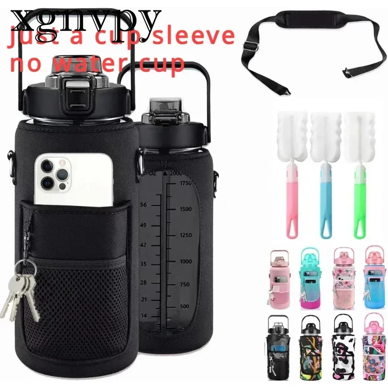 xgnvpy 2L Water Bottle Sleeve with Holder Straw Men Women Portable Jug for Gym Workout Sports Bottle Cover