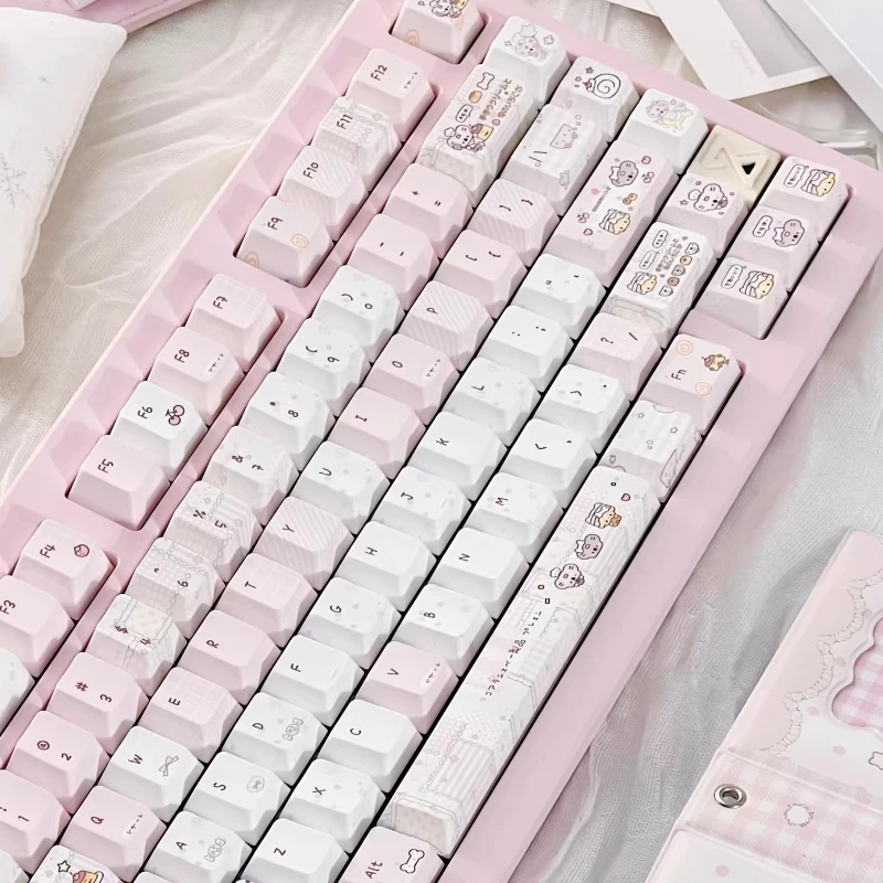 Pudding Roll Theme Keycaps Set Customization PBT Sublimation Cherry Profile Keyboard Cap for Mechanical Keyboard Accessories