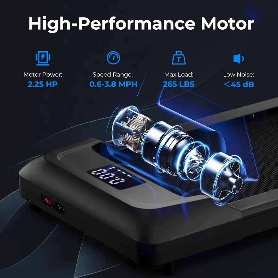 جهاز مشي محمول 2 في 1 تحت المكتب للياقة البدنية في المكتب المنزلي: يدعم ما يصل إلى 265 رطل يتميز بجهاز التحكم عن بعد وشاشة LED fo