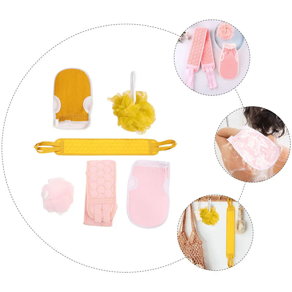 

Набор из 2 предметов: Премиальный отшелушивающий комплект для душа (мочалка для спины и мягкие перчатки для ванны) для глубокой очистки и массажа тела