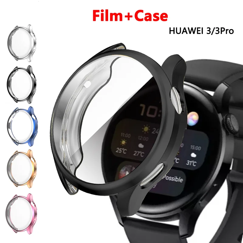 TPU Case For Huawei Watch 3 pro 48mm 46mm soft Plated All Around Protective Bumper Cover Huawei Watch 3 Screen Protector