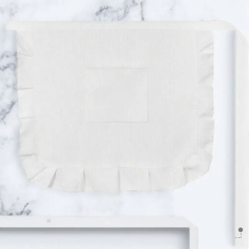 

Floral White Half Waist Bib Short Apron Polyester Fashionable Kitchen Waitress Maid Costume with Convenient Pocket for Cooking