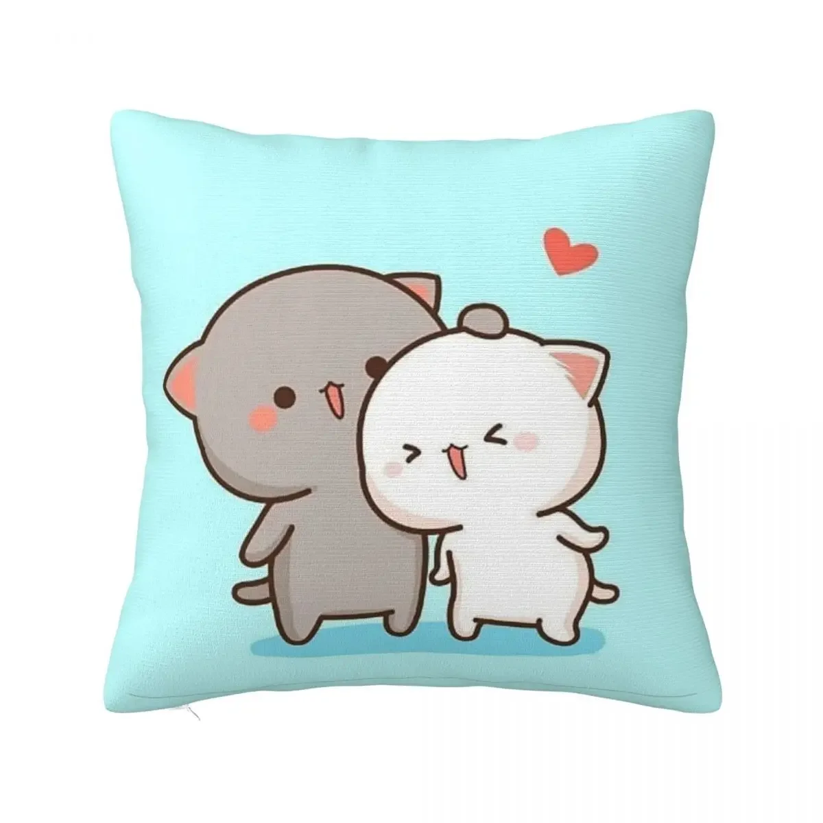 Peach And Goma Mochi Cat Pillowcase Soft Polyester Cushion Cover Decorative Pillow Case Cover Seater Square 45X45cm